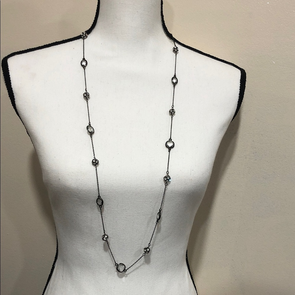 Stella & Dot Chelsea Hematite Silver and Black Necklace